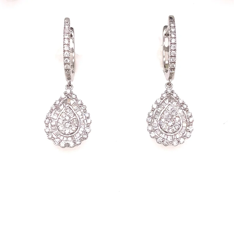 Simple Silver Earrings-Diamond Teardrop Earrings