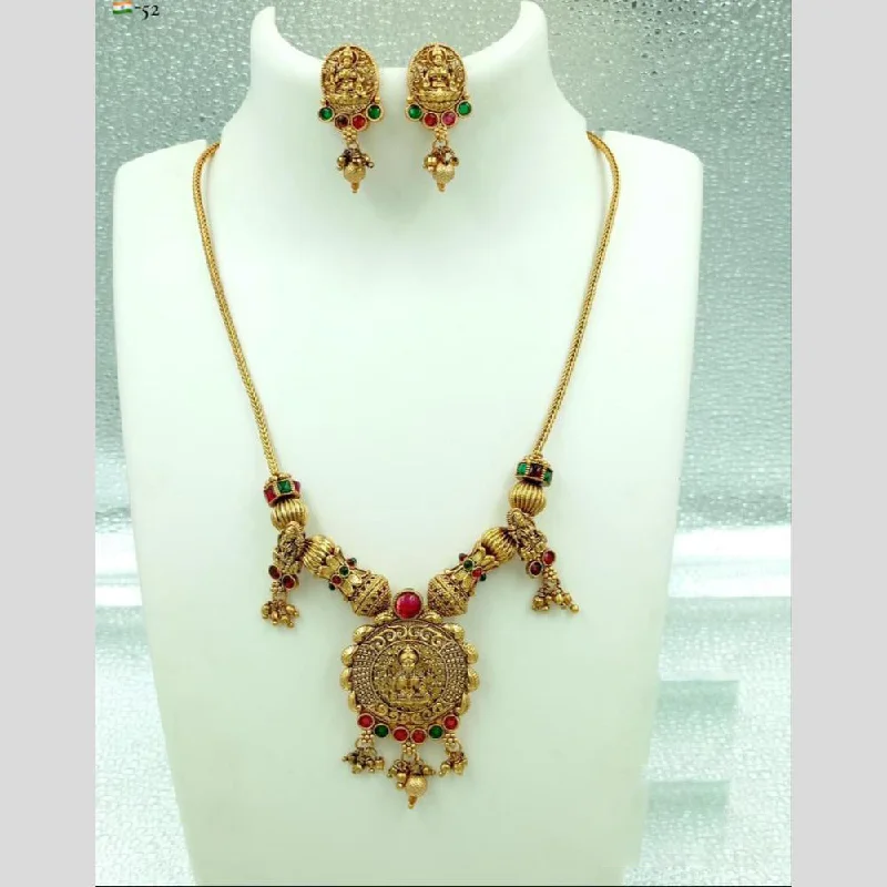 Classic Choker Necklaces-FS Collection Gold Plated Pota Stone Necklace Set