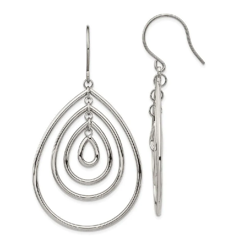 Modern Geometric Earrings-Stainless Steel Polished Dangle Shepherd Hook Earrings