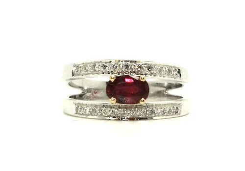 Personalized Couple’s Rings-Ruby & Diamond Parallel Ring AD No. 0484