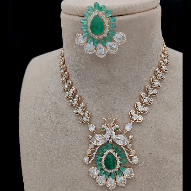 Crystal Flower Necklaces-Jewel Addiction Gold Plated Kundan Necklace Set