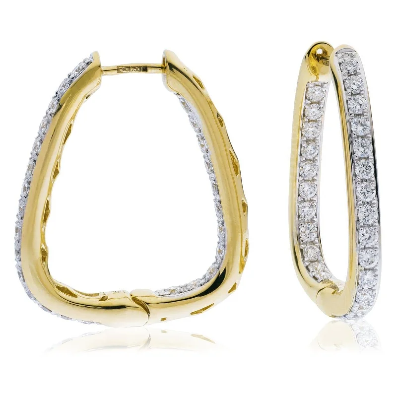 Simple Gemstone Earrings-DIAMOND HOOP EARRING IN 18K YELLOW GOLD