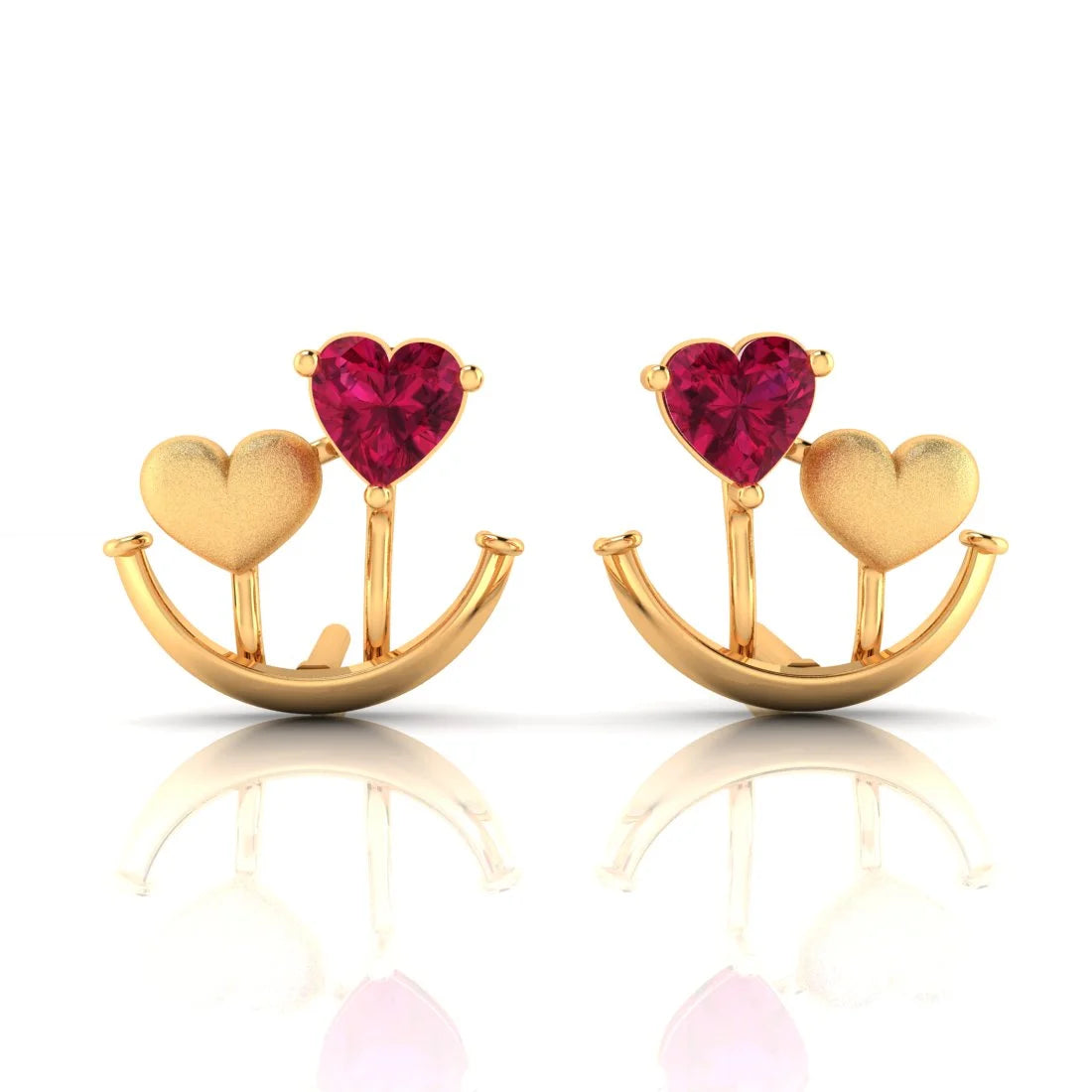 Classy Diamond Earrings-22k (916) Gold Earrings With Anchored Hearts Design