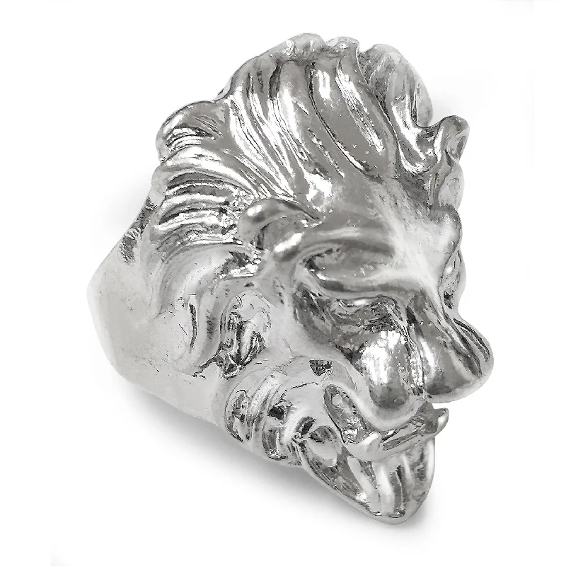 Men's Fashion Rings-Better Jewelry Sterling Silver Lion Head Men's Ring