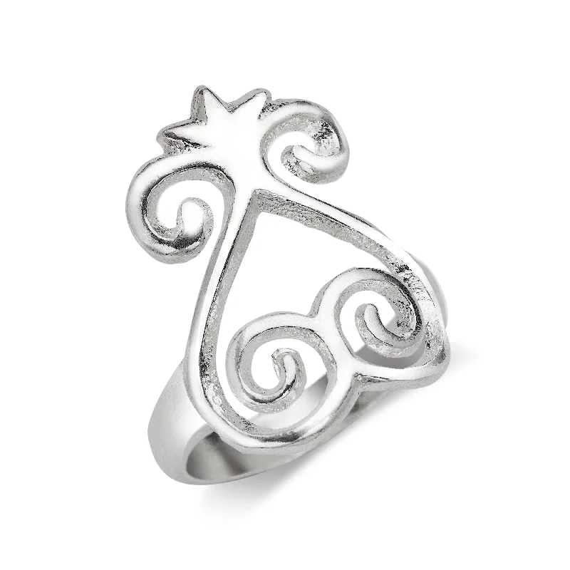 Luxury Gold Rings-Sankofa .925 Sterling Silver Ring, Adinkra Symbol Jewelry