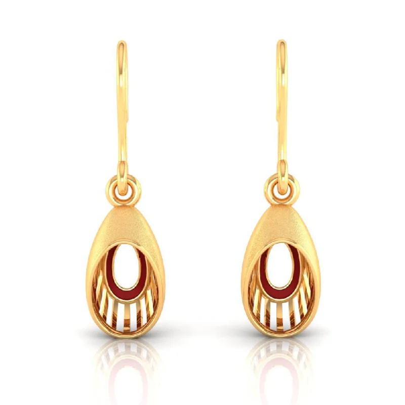 Chic Silver Dangle Earrings-18k Oval-shaped Gold Earrings With A Distinctive Design