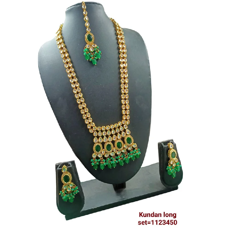 Crystal Heart Necklaces-Padmawati Bangles Kundan Stone Gold Plated Necklace Set