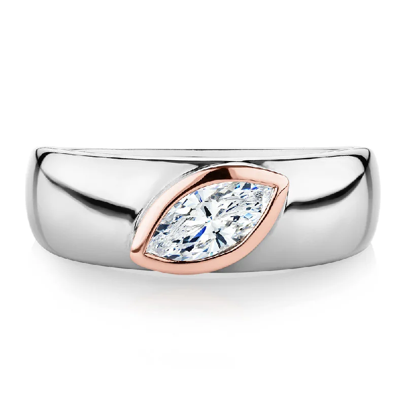 Silver and Diamond Rings-Synergy dress ring with 0.47 carats* of diamond simulants in 10 carat rose gold and sterling silver