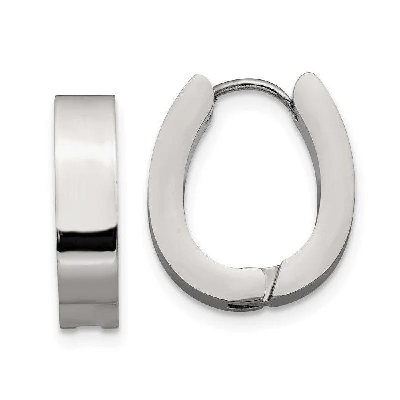 Retro Style Earrings-Stainless Steel Hinged Hoop Earrings