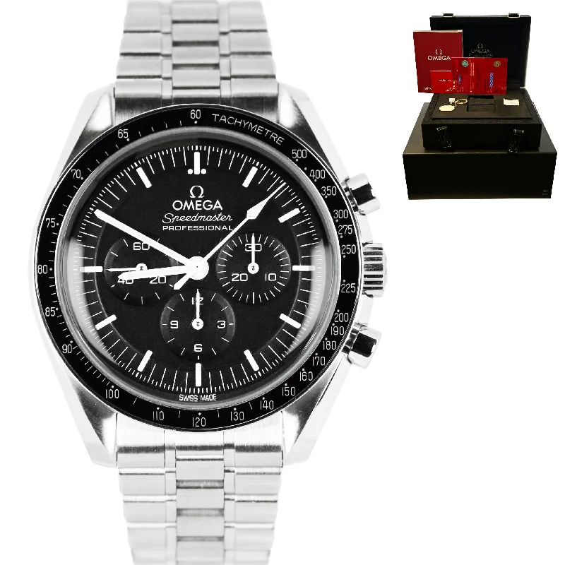 Classic Black Watches for Men-MINT Omega Speedmaster 31032425001001 Black Dial Stainless Steel 42mm Watch B&P