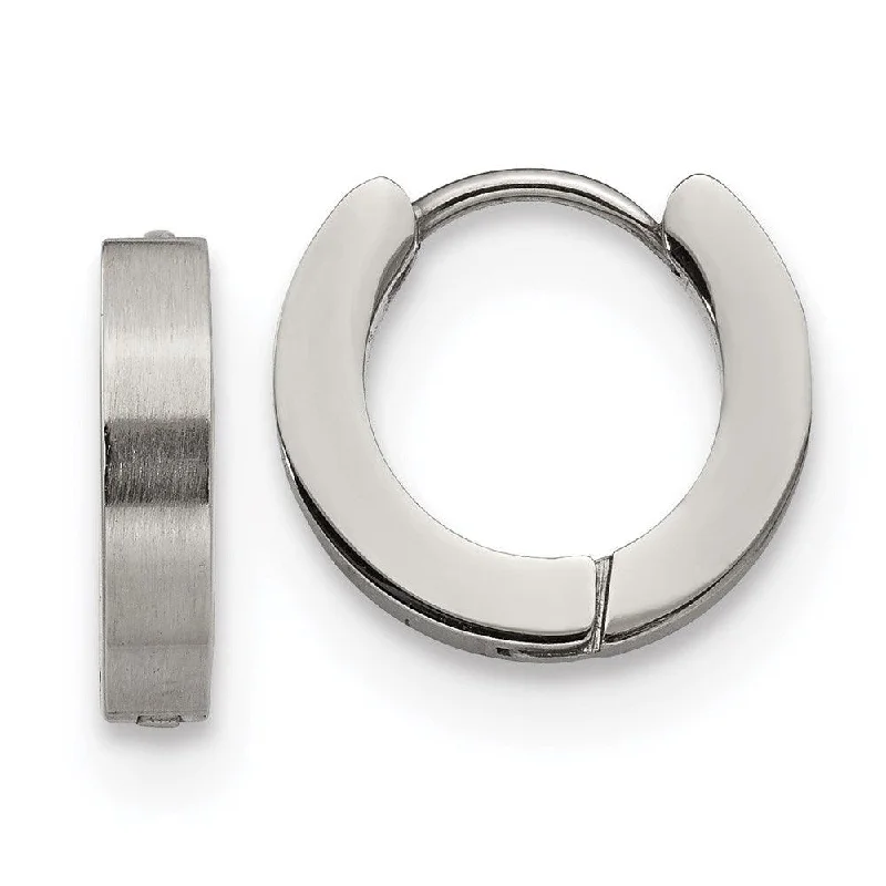 Multi-Layered Earrings-Stainless Steel Brushed and Polished 3.0mm Hinged Hoop Earrings