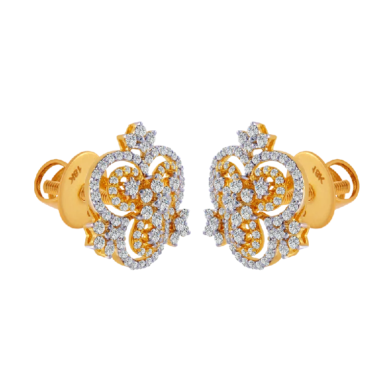 Gold-Plated Earrings for Women-18KT (750) Yellow Gold And Diamond Clip-on Earrings For Women