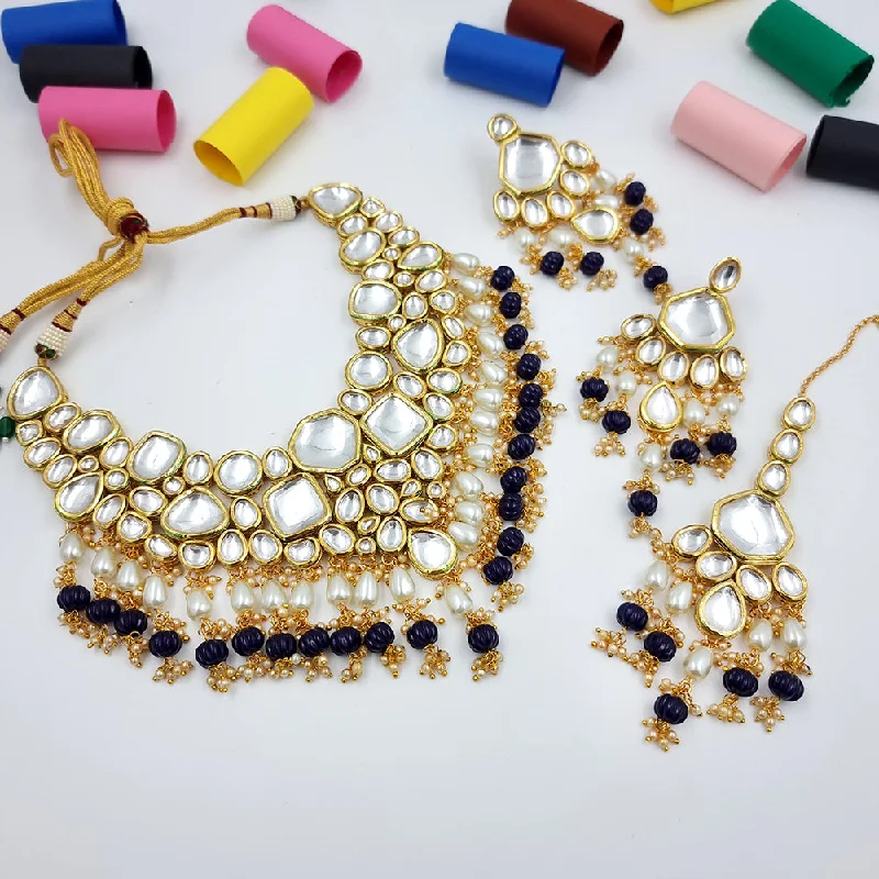 Custom Infinity Necklaces-JCM Gold Plated Kundan Choker Necklace Set