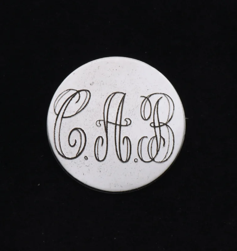 Custom Name Brooch for Gifts-Bojar - Vintage Sterling Silver Engraved Monogram Brooch