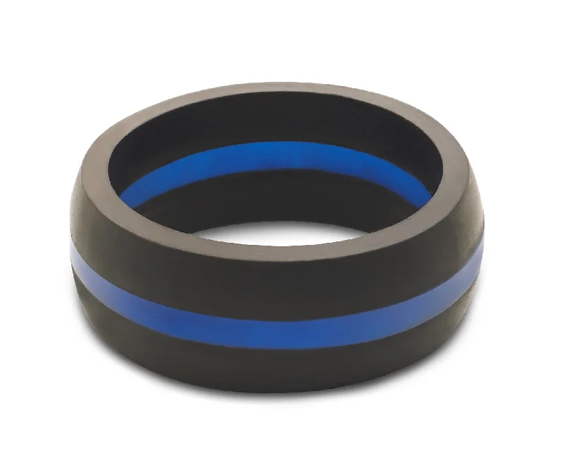 Simple Wedding Rings-Men's Thin Line Blue