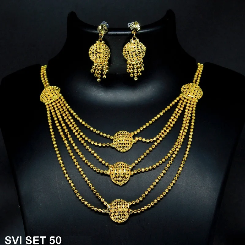 Gold Choker Necklaces-Mahavir Forming Gold Necklace Set - SVI SET 50