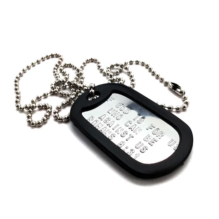 Elegant Emerald Necklaces-If God Is For Us Dog Tag Necklace With Silencer