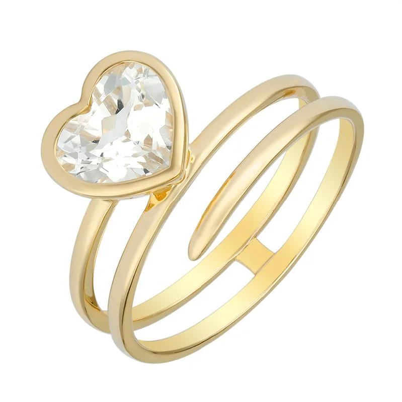 Antique Gold Rings-Gemstone Heart Wrap Ring