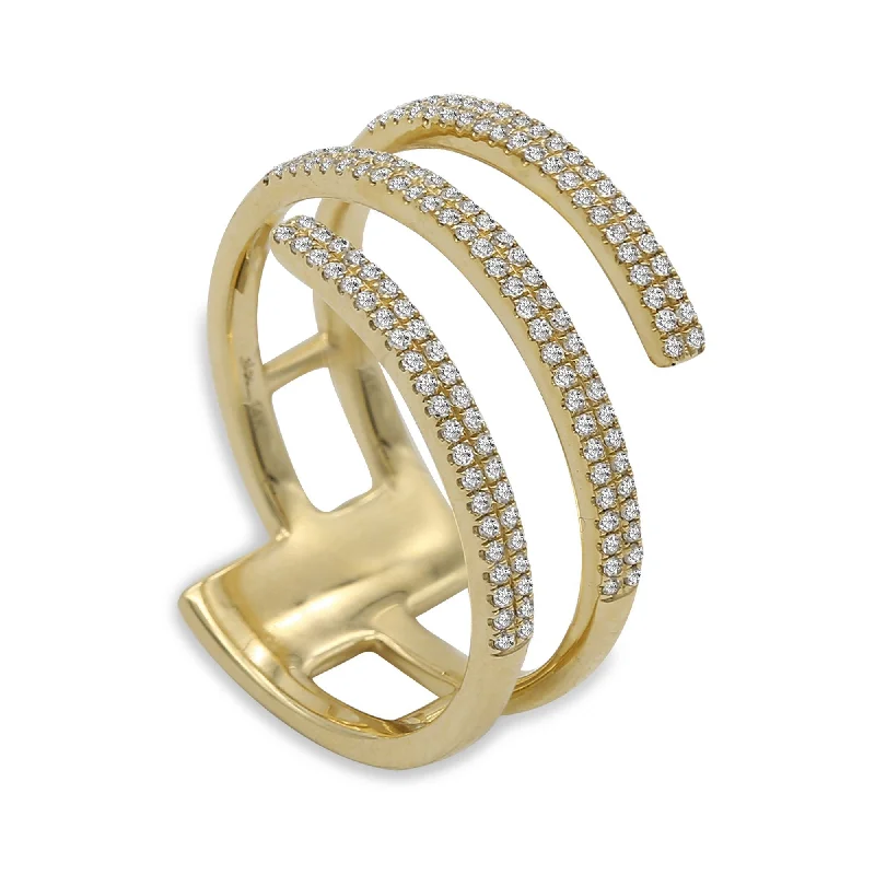 Fashion Rings for Teens-0.3CT Diamond Pave Stackable Ring in 14K Yellow Gold