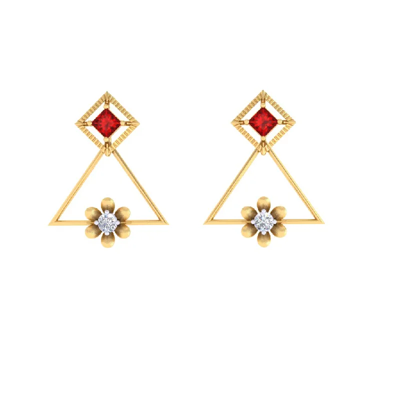 Elegant Wedding Earrings-Triangle Shaped Diamond Earrings For Women