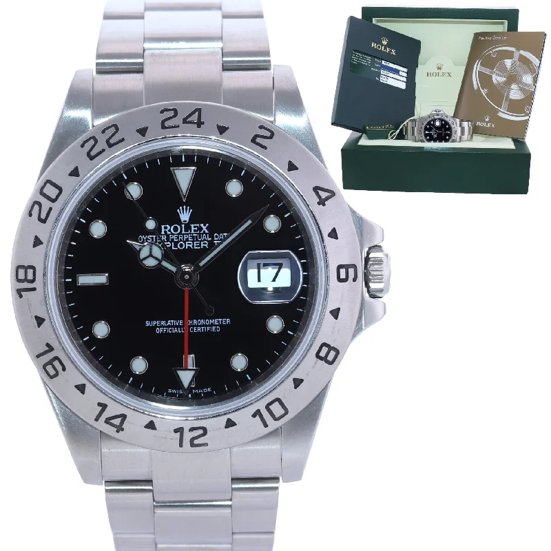 Luxury Swiss Watches for Men-PAPERS 2008 ENGRAVED REHAUT Rolex Explorer II 16570 Black Date 3186 Watch Box