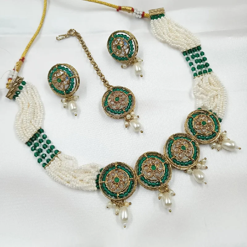 Unique Crystal Necklaces-Padmawati Bangles Mehndi Polish Crystal Choker Necklace Set