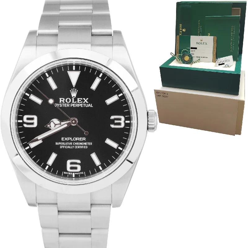 Affordable Men’s Watches with Calendar-2017 Rolex Explorer I Black 39mm Stainless Steel FULL LUME MK2 Watch 214270 B+P