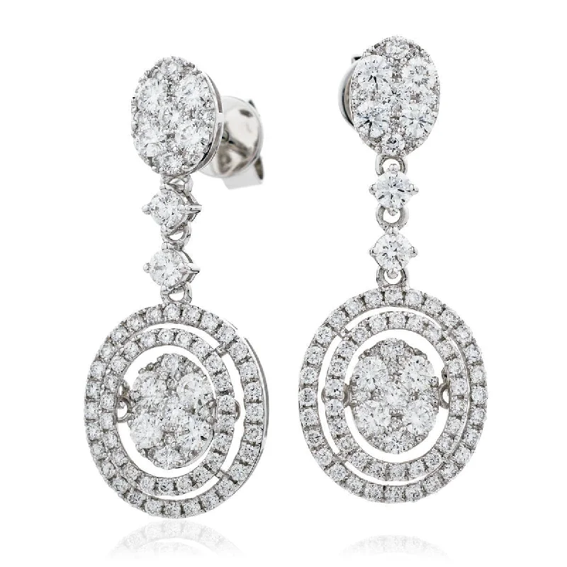 Mixed Metal Earrings-DIAMOND FANCY MOVEABLE EARRINGS IN 18K WHITE GOLD