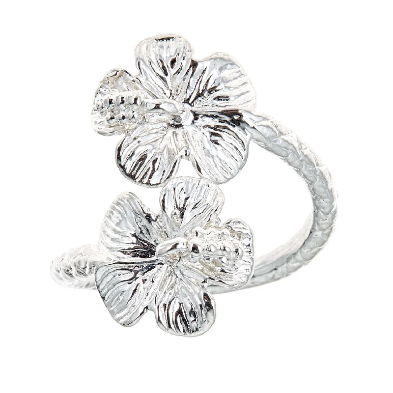 Modern Diamond Engagement Rings-Better Jewelry Flower Hibiscus Ends .925 Sterling Silver West Indian Style Ring