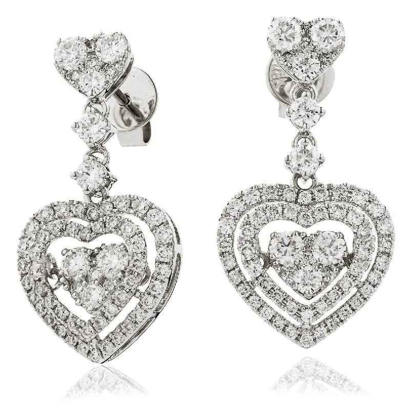 Funky Earrings for Teens-DIAMOND FANCY MOVEABLE EARRINGS IN 18K WHITE GOLD