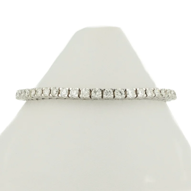 Stackable Bead Bracelets-6.19ctw Round Diamond 7" Tennis Bracelet in 14K White Gold