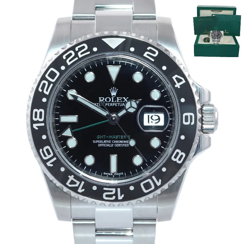 Modern Women’s Digital Watches-Random Serial Rolex GMT Master II 116710 Steel Ceramic Black Dial 40mm Watch Box