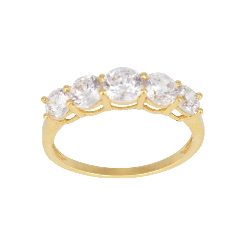 Fashionable Silver Rings-22K Yellow Gold Cubic Zirconia Ring