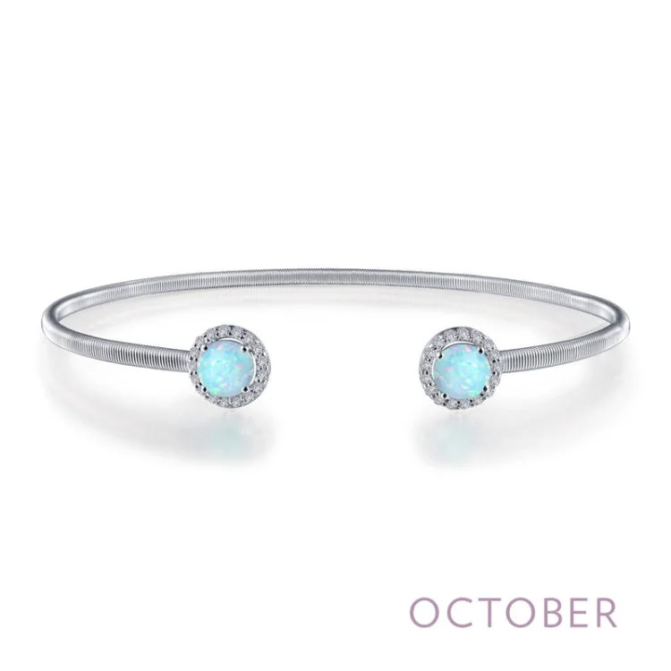 Silver Bangles Bracelets-October Birthstone Bracelet