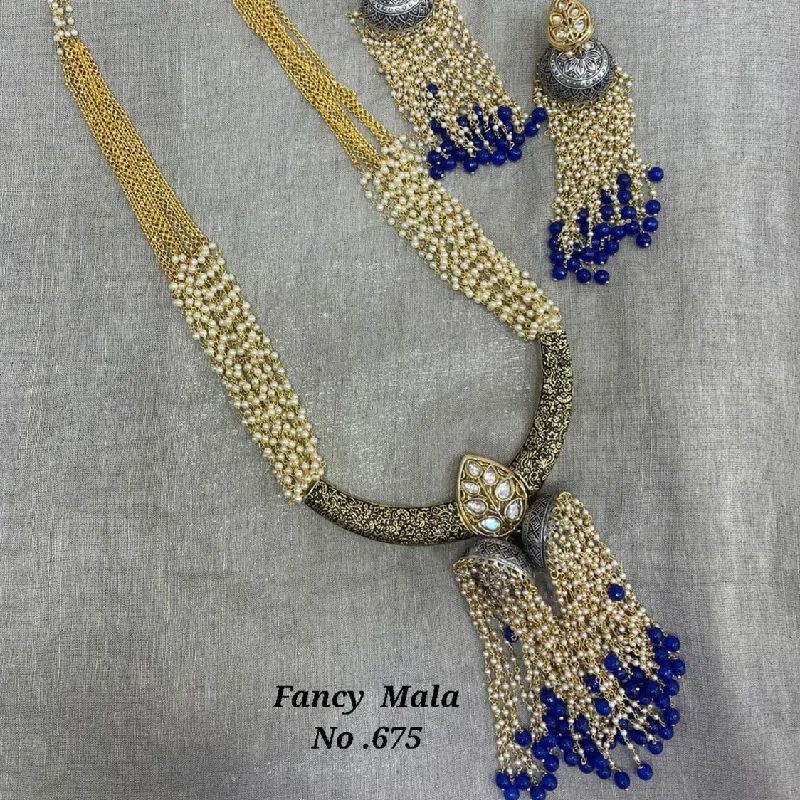 Double Layer Necklaces-Jyoti Arts Gold Plated Beads Long Necklace Set