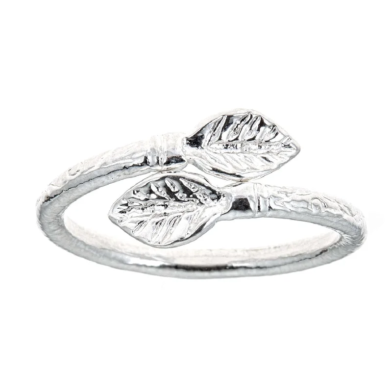 Silver Wedding Rings for Women-Better Jewelry Leaf Ends .925 Sterling Silver West Indian Style Ring