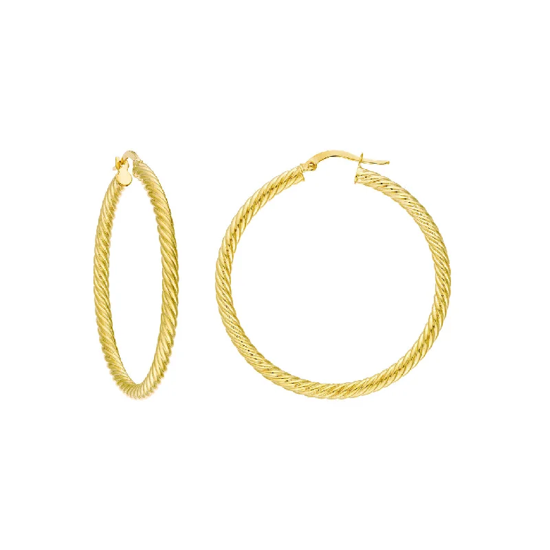 Beaded Hoop Earrings-14K 40mm Rope Twist Hoop Earrings