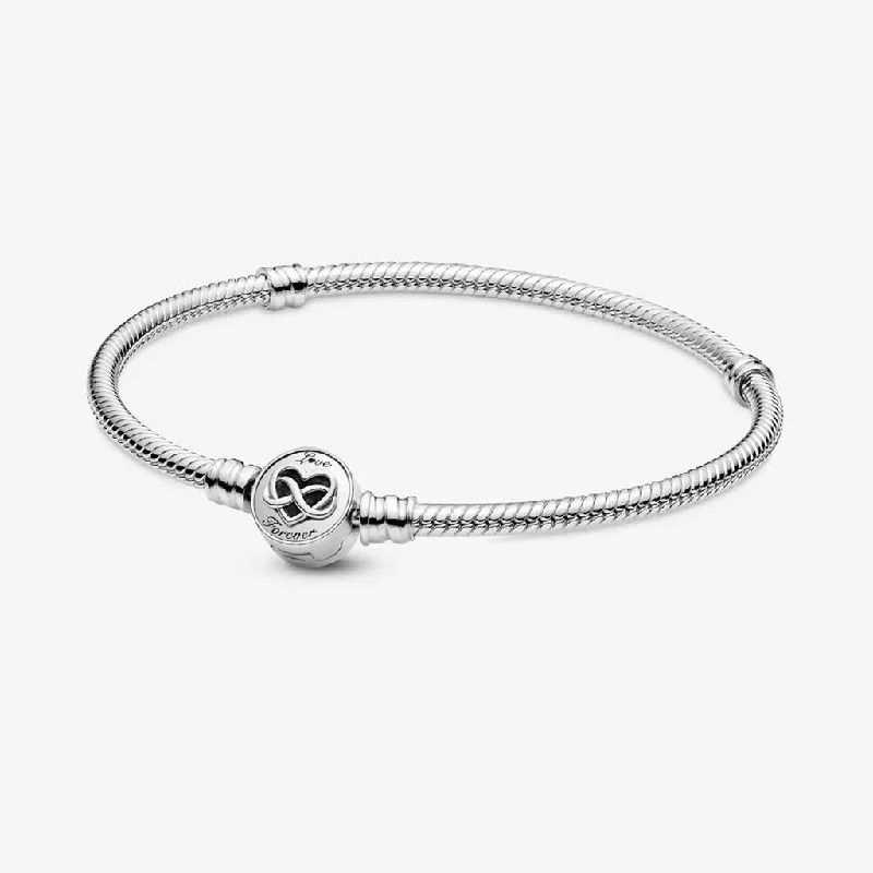 Silver Friendship Bracelets-PANDORA : Pandora Moments Heart Infinity Clasp Snake Chain Bracelet