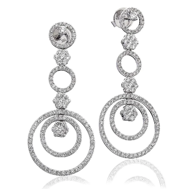 Handmade Earrings Online-DIAMOND FANCY DROP EARRINGS IN 18K WHITE GOLD