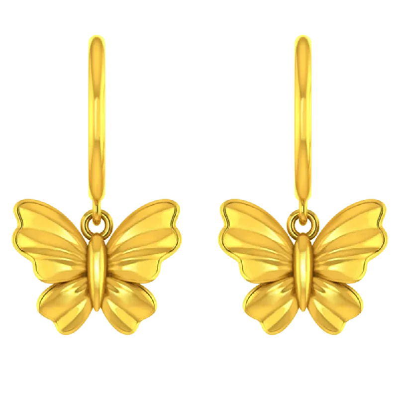 Ethnic Silver Earrings-Butterfly Shaped 18k Gold Earrings