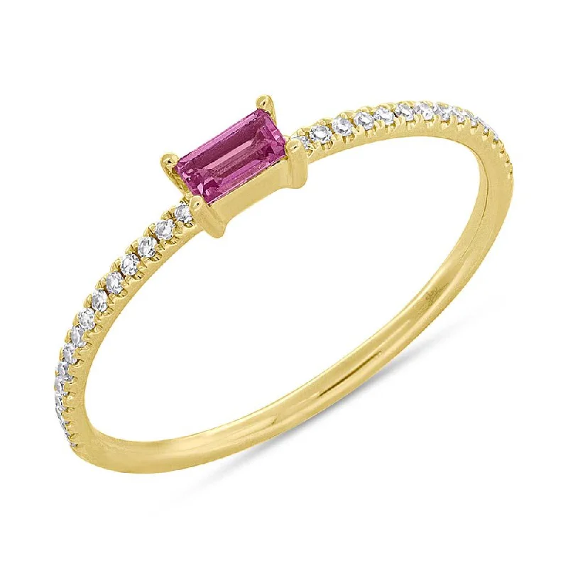 Adjustable Rings for Women-14K Yellow Gold Diamond and Pink Sapphire Lady’s Ring