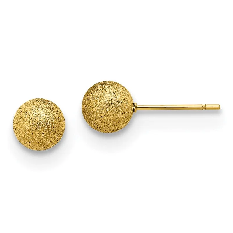 Eco-Conscious Earrings-Stainless Steel Polished Laser cut Yellow IP-plated 7mm Ball Post Earrings