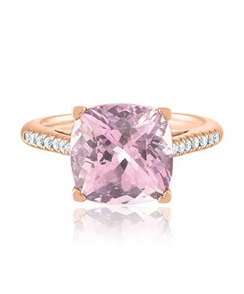 Vintage Gold Rings-Morganite Ring with Diamonds