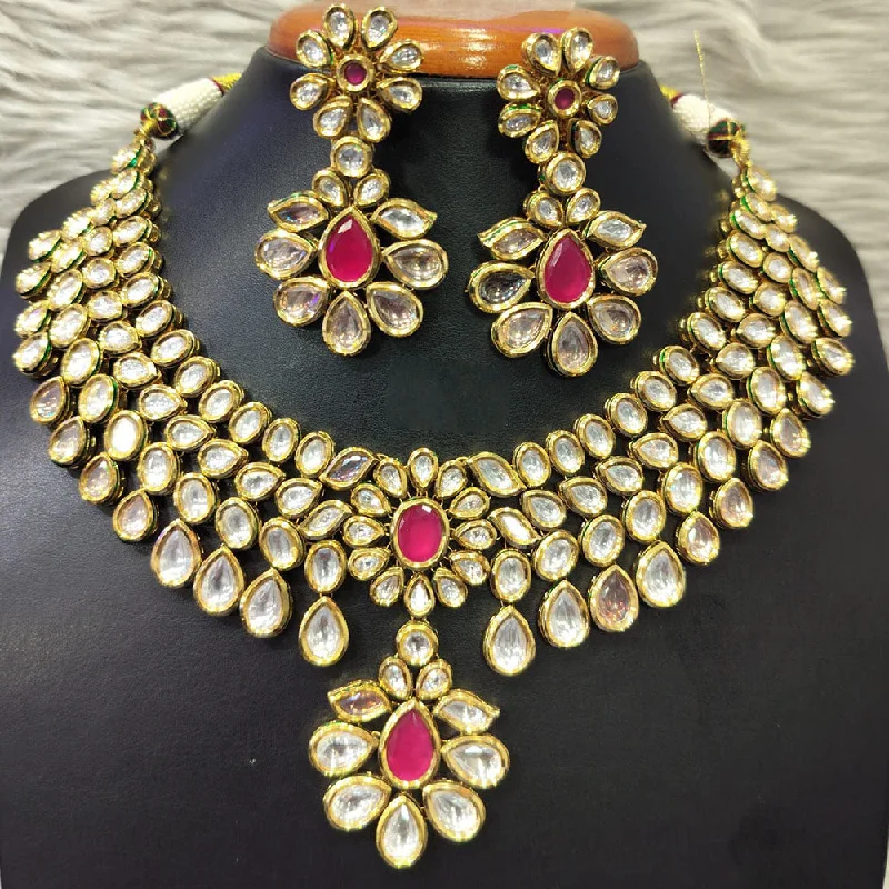 Elegant Layered Necklaces-Jain Jewellers Gold Plated Kundan Necklace Set