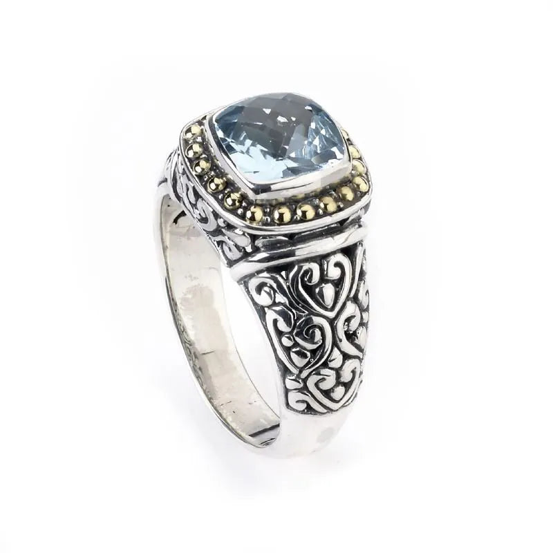 Vintage Promise Rings-Zion Ring- Blue Topaz