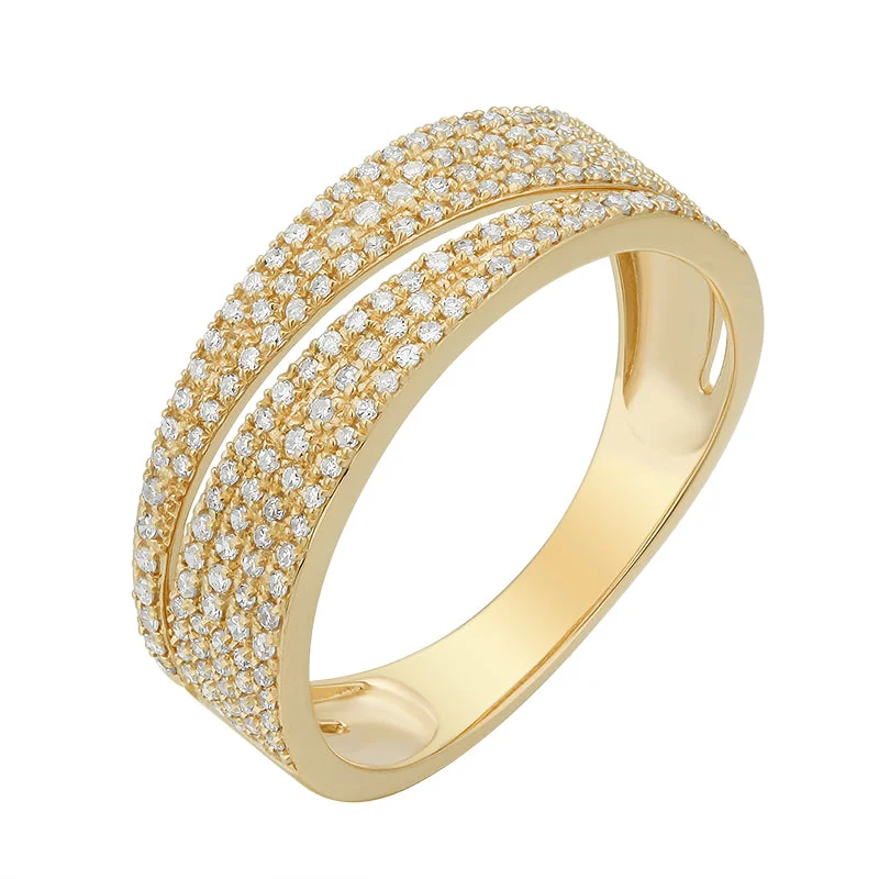 Elegant Gold Rings-Diamond Pave Split Ring