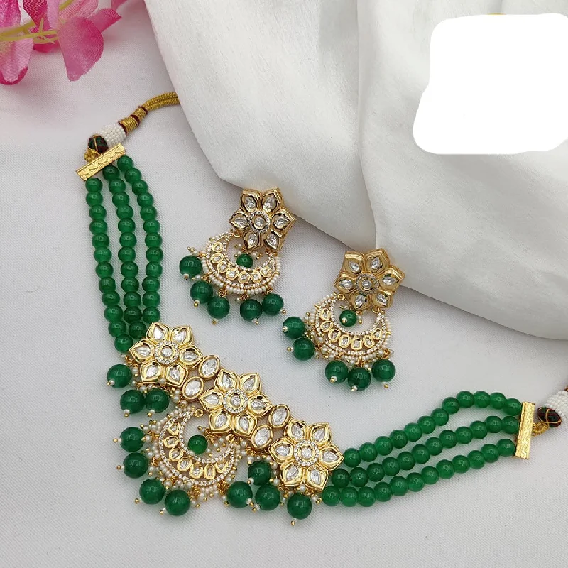 Handmade Necklaces Online-Jewel Addiction Gold Plated Kundan Choker Necklace Set