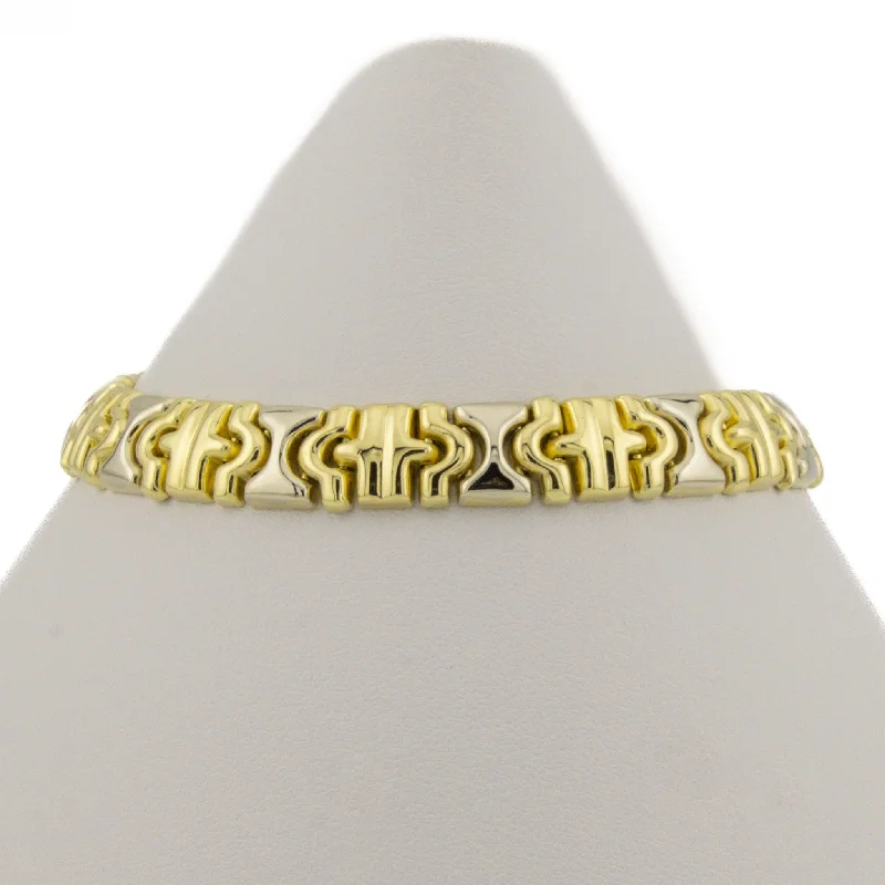 Personalized Leather Bracelets-8.4mm Wide Fancy Fashion Link Bracelet 7.25" in 18K Yellow Gold