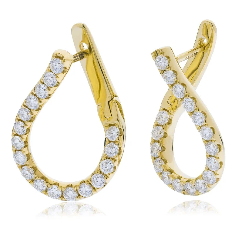 Gemstone Drop Earrings-DIAMOND FANCY HOOP EARRINGS IN 18K YELLOW GOLD