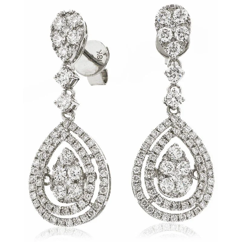 Unique Earrings for Gifts-DIAMOND FANCY MOVEABLE EARRINGS IN 18K WHITE GOLD